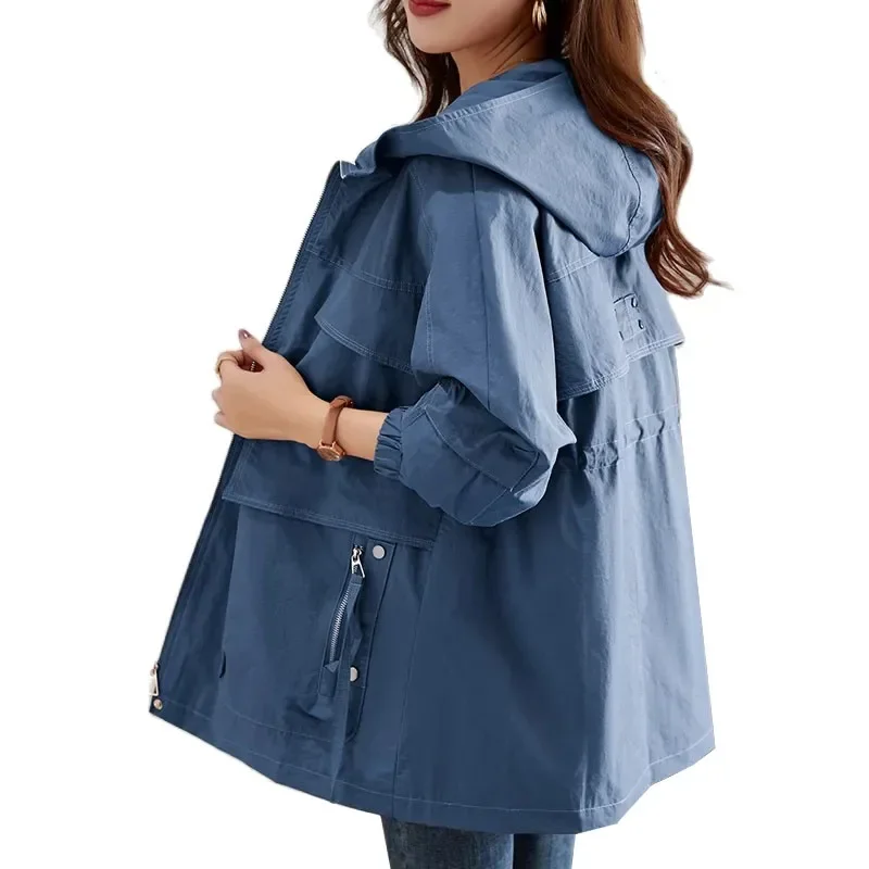 

Тренчкот женский средней длины, свободная ветровка в Корейском стиле, базовая верхняя одежда с подкладкой, G22, весна-осень 2024