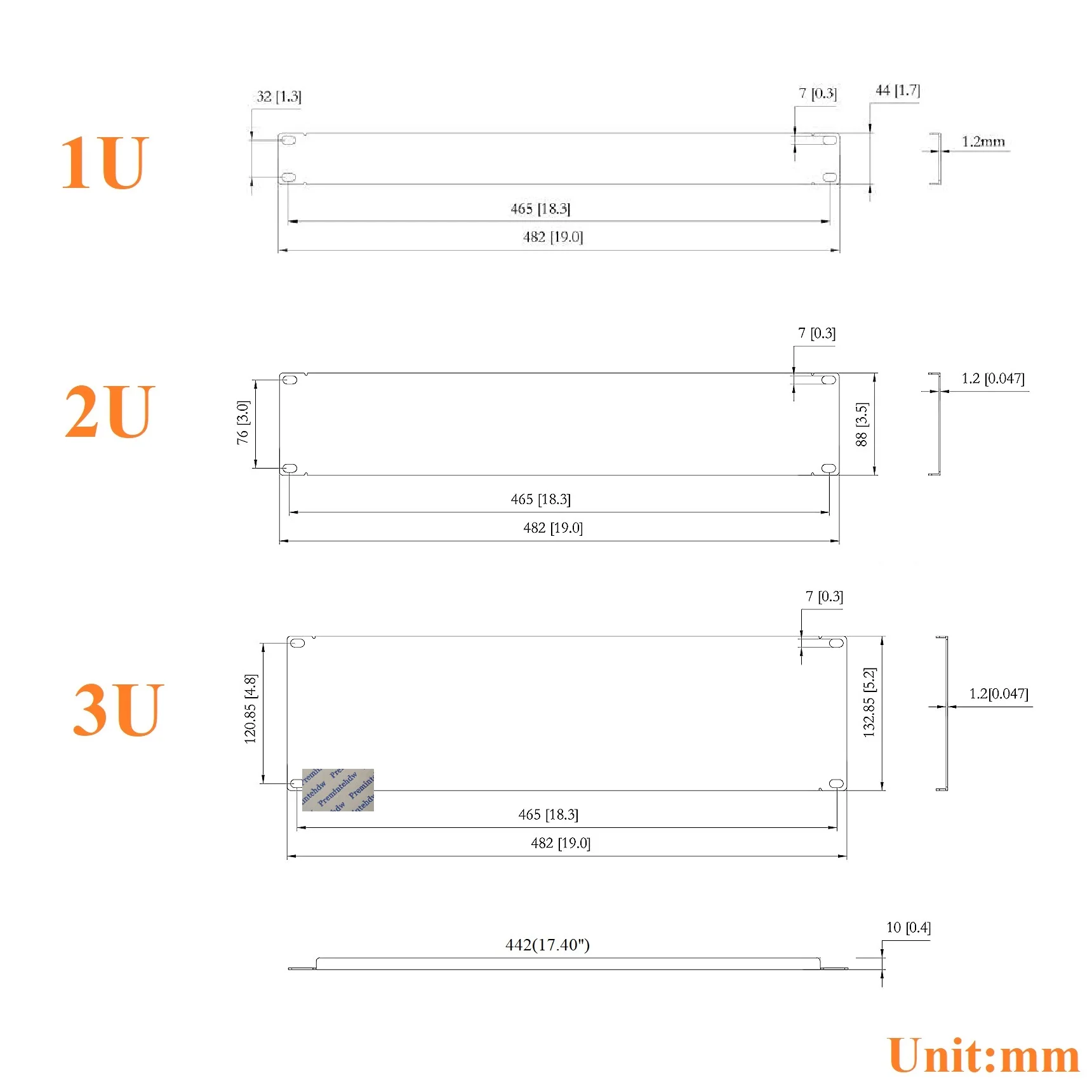 2개 블랙 스틸 직사각형 블랭크 그릴 벤트 스페이서 필러 IT 서버 네트워크 캐비닛 벤트 1U 2U 3U