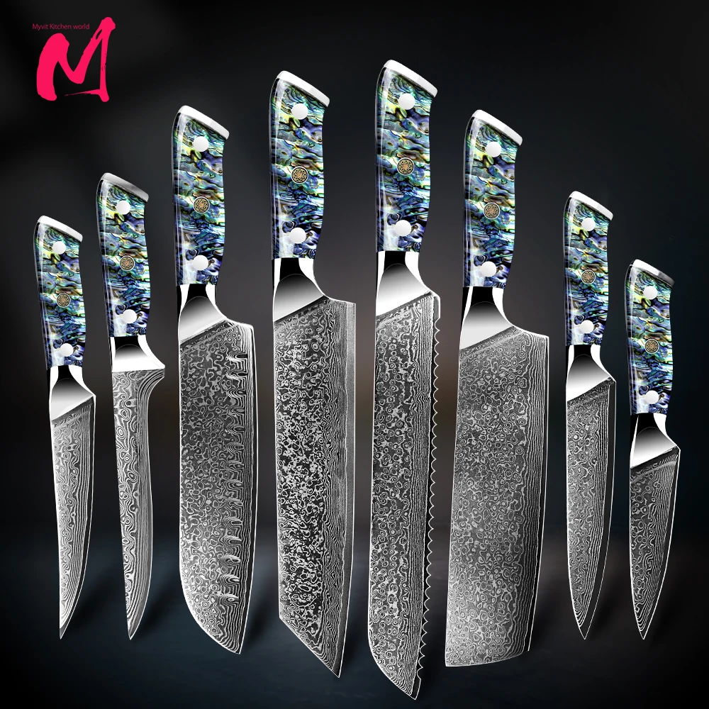 Exquisite VerdantInferno Damascus Steel Knife Collection