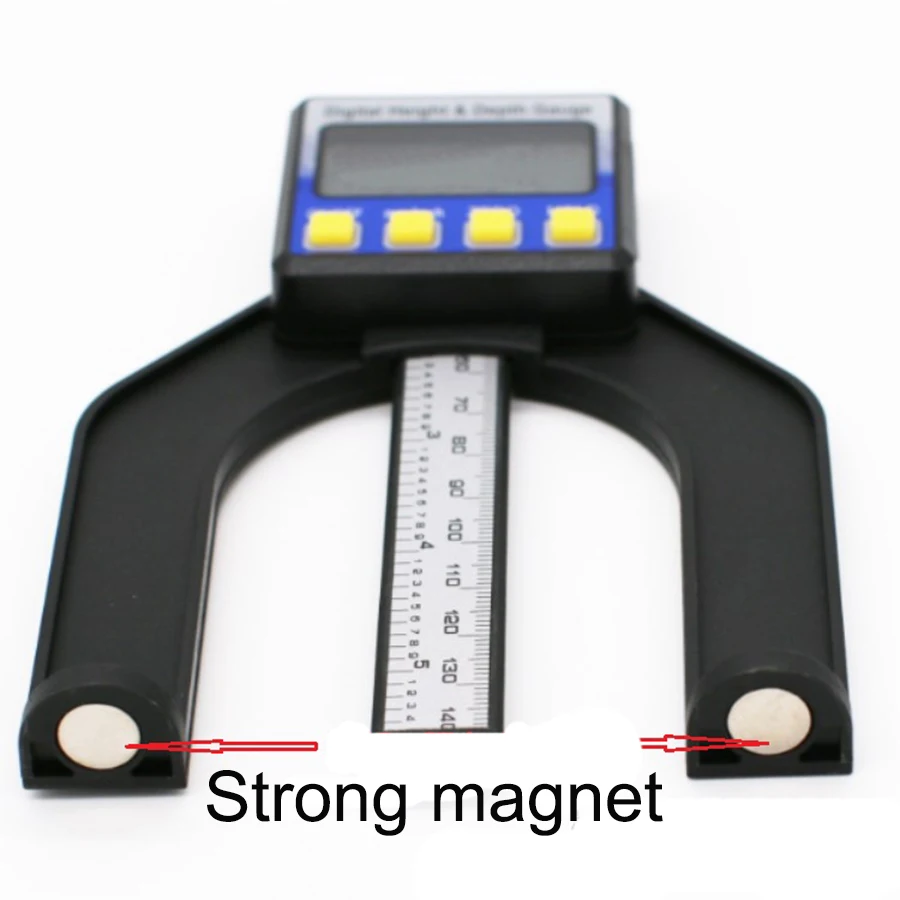 0-80mm Digital Depth height gauge Caliper Tread Depth Gauge LCD Magnetic Self Standing Aperture digital height gauge