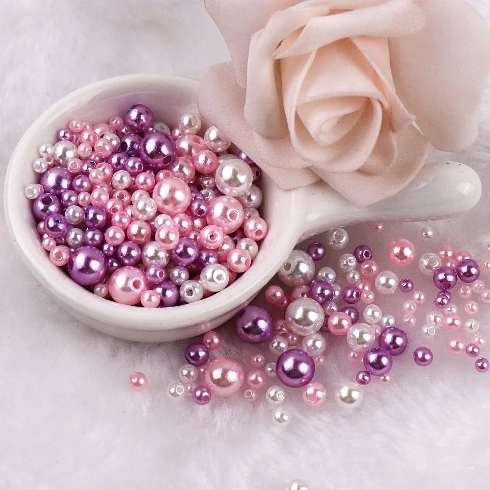 Colorful ABS Imitation Garment Pearls Mix 3-8mm Round Bead With Holes DIY Bracelets Charms Necklace Beads For Making DIY Crafts