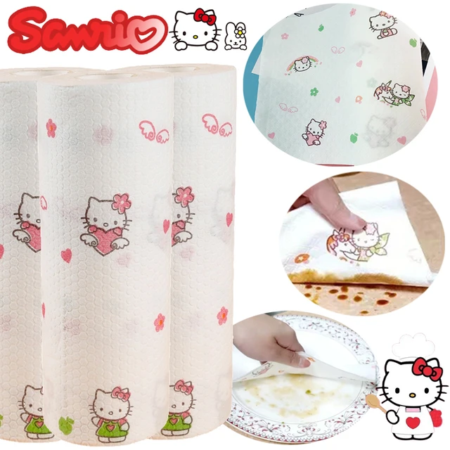 50Pcs/Roll Sanrio Hello Kitty Kitchen Wiping Cartoon Reusable