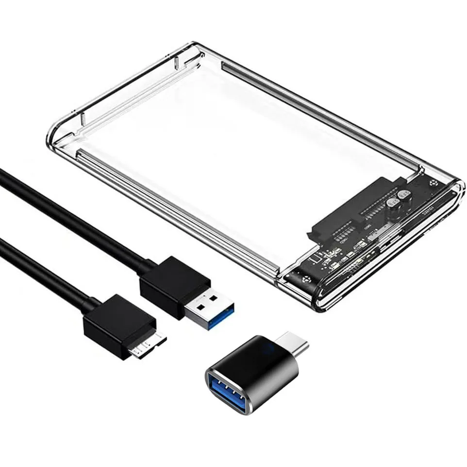 Caja Externa para Disco Duro de 2.5 Pulgadas, SATA a USB 3.0, Transparente, Sin Herramientas, para SSD de 2.5 Pulgadas, Capacidad Máxima de 5TB