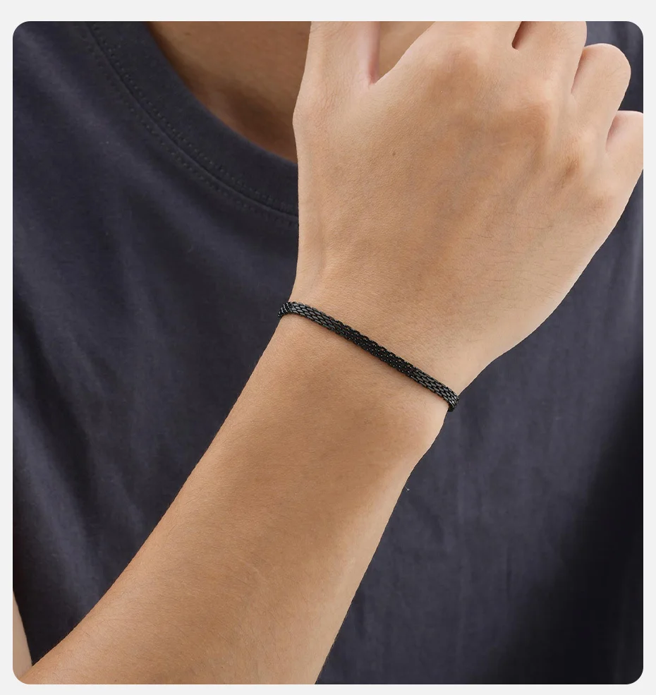 Trendiges Mesh-Armband mit Kettenarmband für Männer und Jungen, 3/8 mm breites verstellbares Armband aus Edelstahl, einfaches minimalistisches Schmuckgeschenk – Detail 2