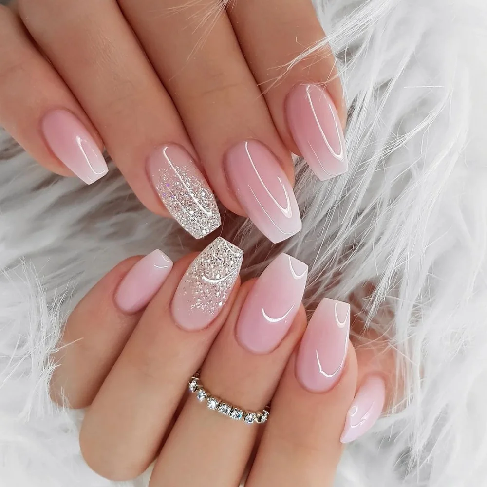 24pcs Flower Design Press On Nails Set