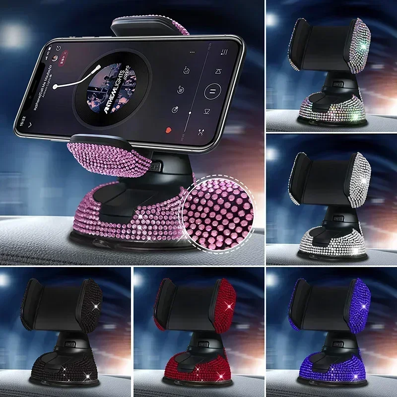 Rhinestone Crystal Car Phone Holder Universal Fit Mobile Mount