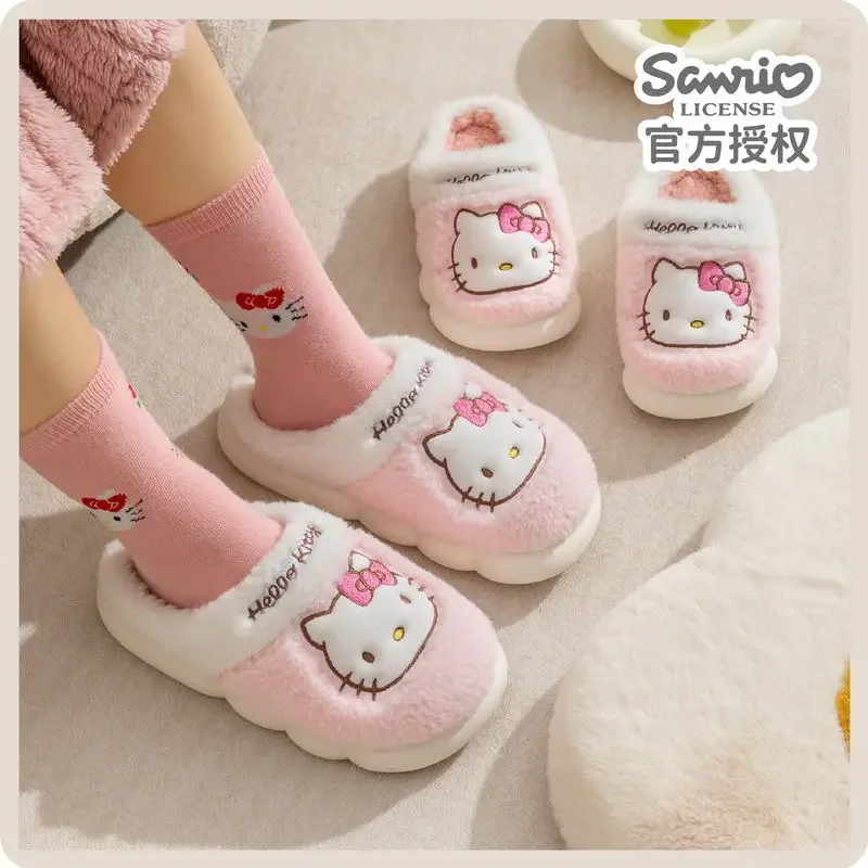 

Симпатичные домашние теплые хлопковые тапочки Hello Kitty для детей и родителей