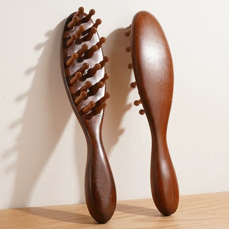 Multi-Functional Wooden Therapy Massage Comb Scalp Head Massager Natural Sandalwood Hair Brush Guasha Scraping Body Massage Tool