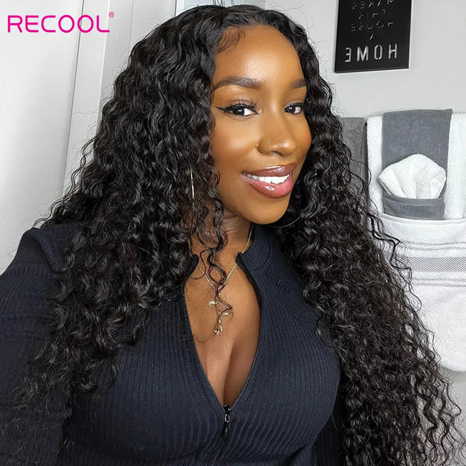 Recool Water Wave Lace Front Human Hair Wig 13x6 HD Lace Frontal Wig Ready To Go Pre Plucked Wet And Wavy Front