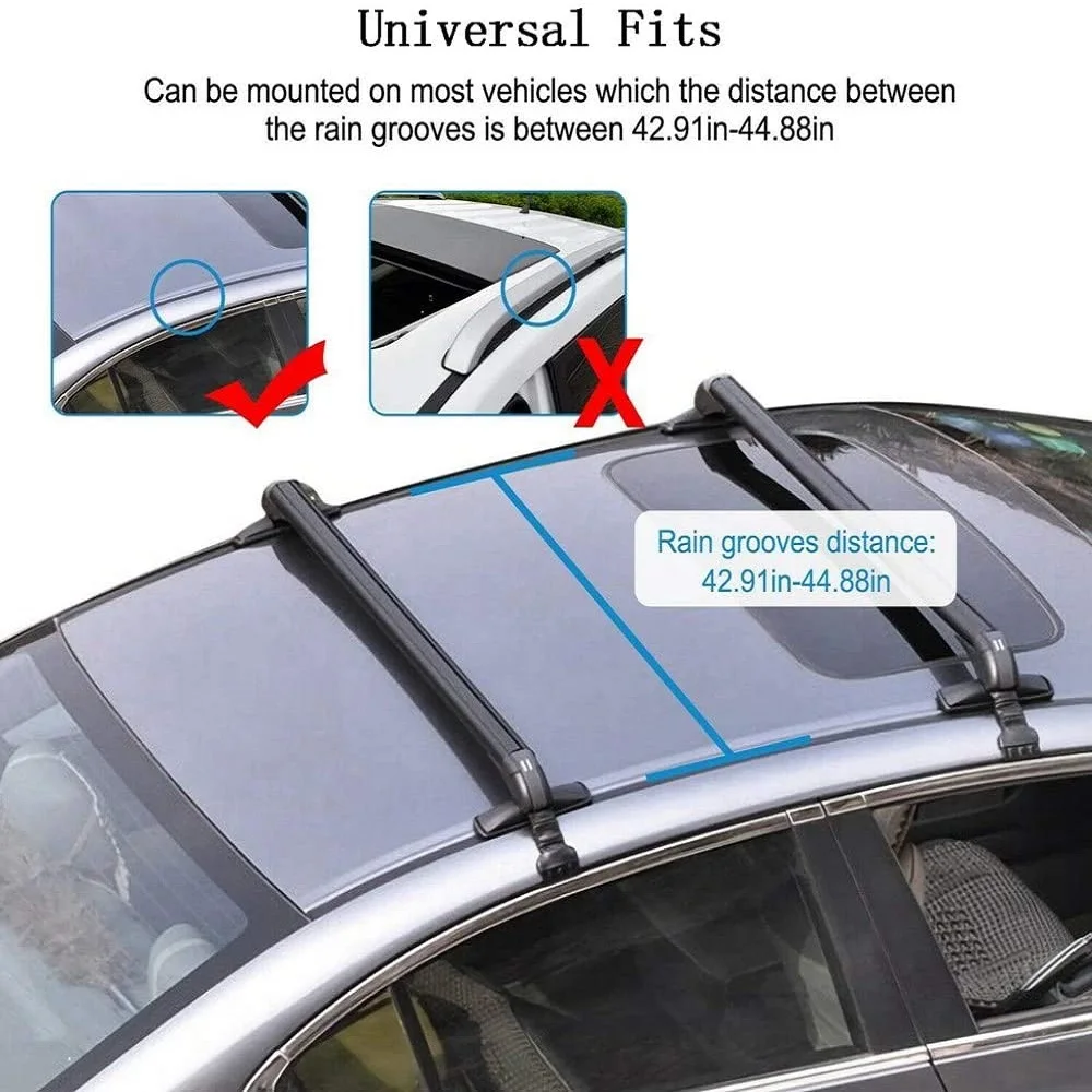 Black Aluminum Universal Roof Rack Cross Bars For Cars | Car Roof Rails | Car Accessories