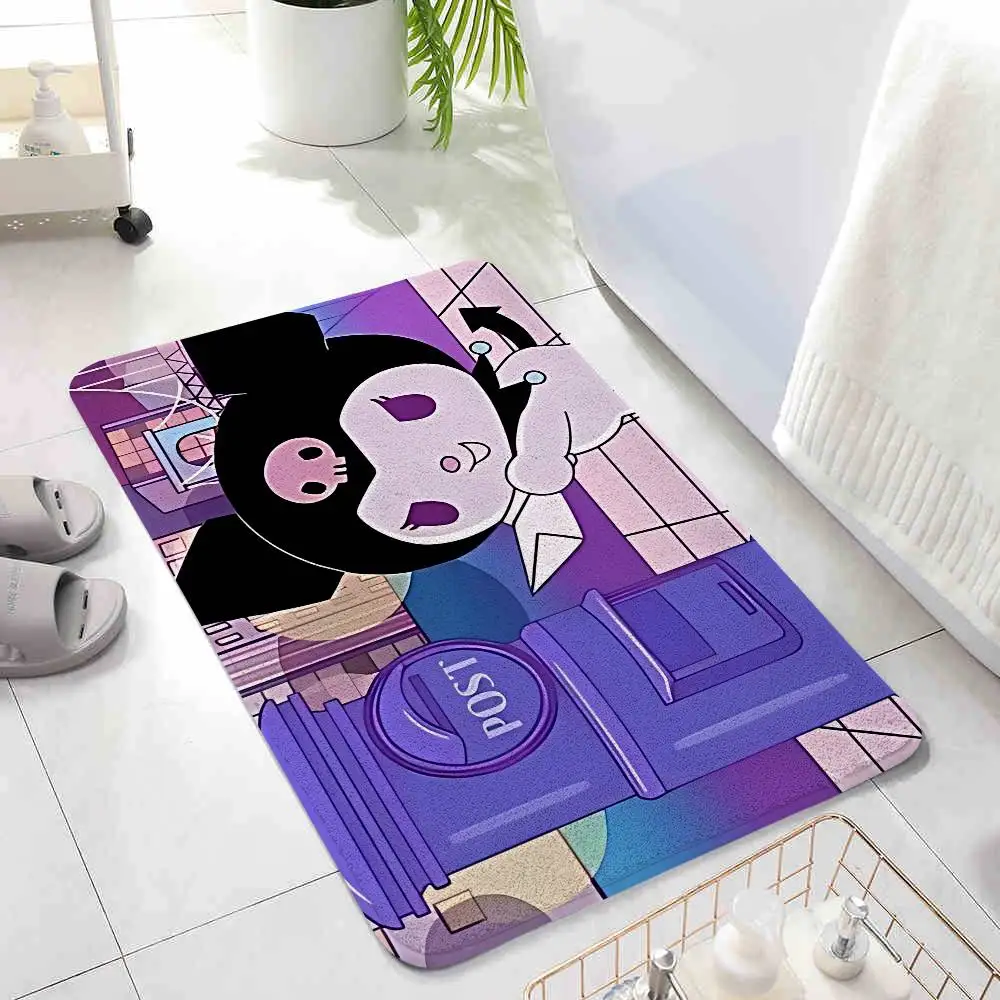 귀여운 애니메이션 쿠로미 바닥 매트 홈 세탁실 러그 카펫 거실 장식 라운지 공간 미끄럼 방지 발 매트 현관 매트
