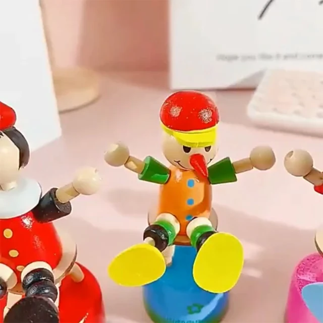 Cute Creative Swing Wooden Clown Dancing Desktop Toys 4.33x1.57