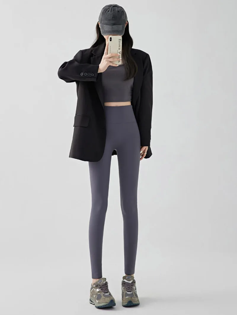 Frauen Plus Samt Verdicken Leggings Herbst Winter Elastische Enge Warme Shark Hosen Frau Koreanische Hohe Taille Abnehmen Yoga Leggings – Detail 10