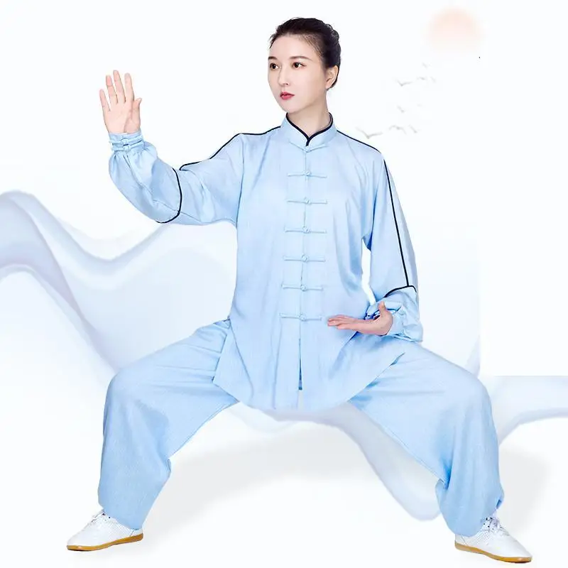 Abito Tai Chi Orientale In Lino Di Cotone Da Donna Kung Fu Wushu Uniforme Per Arti Marziali Giacca Stile Cinese Pantaloni Da Ginnastica Per La Mattina