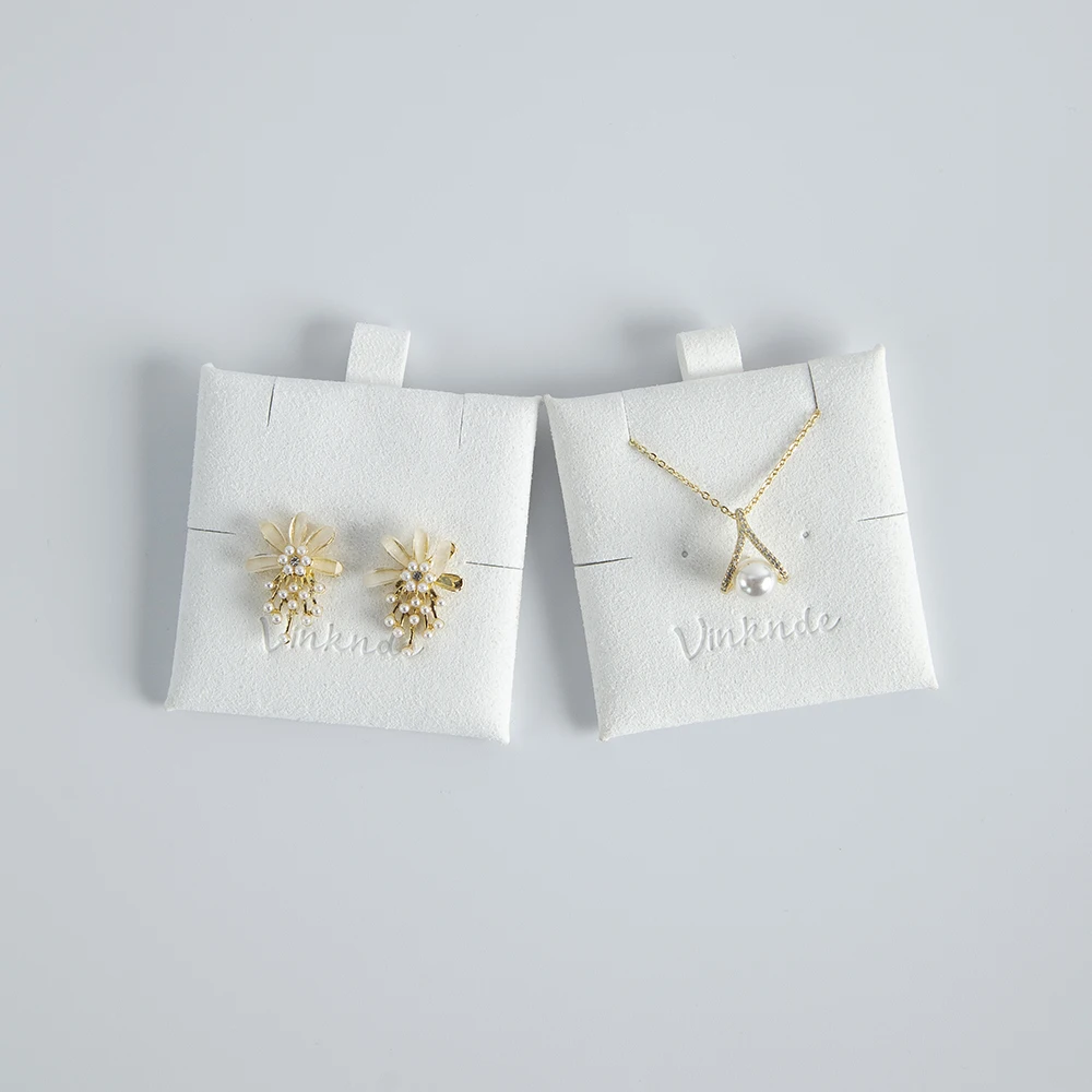 Small Earrings Microfiber Package Cards Custom Logo DIY Handmad Elegant Stud Earring Necklaces Display Card Jewelry Hang Tag Pad