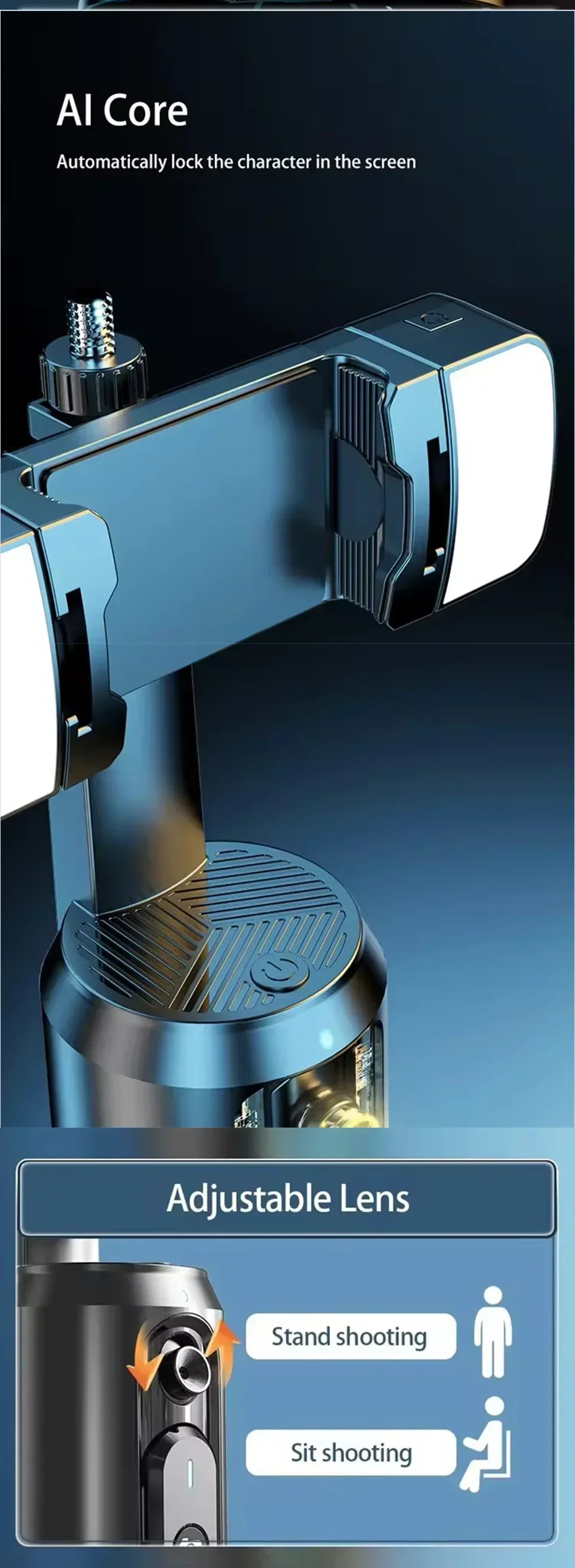 Description Picture 4 of itemMobile Phone Holder 360° Follow-up Stabilizer Monopod Desktop Face Tracking Gimbal Remote Shutter for Photography Tiktok Live