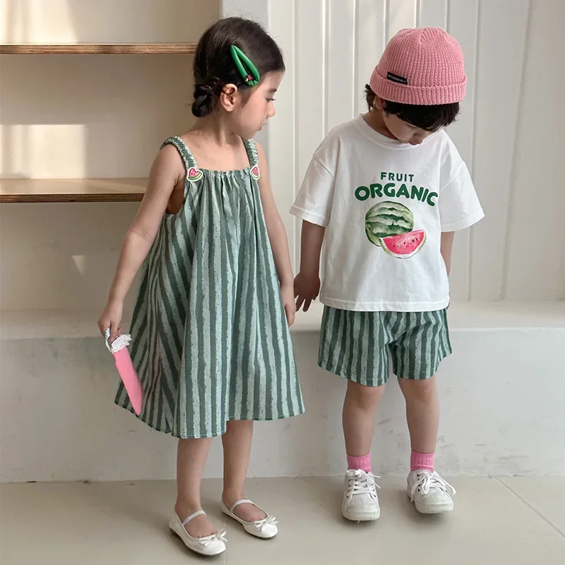 Cotton Striped Summer Clothes Set for Kids