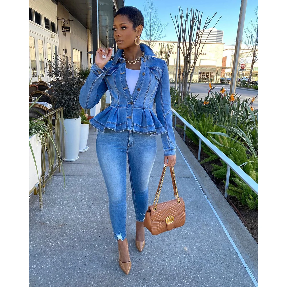 Denim Jacket Blue Washed Fashion 