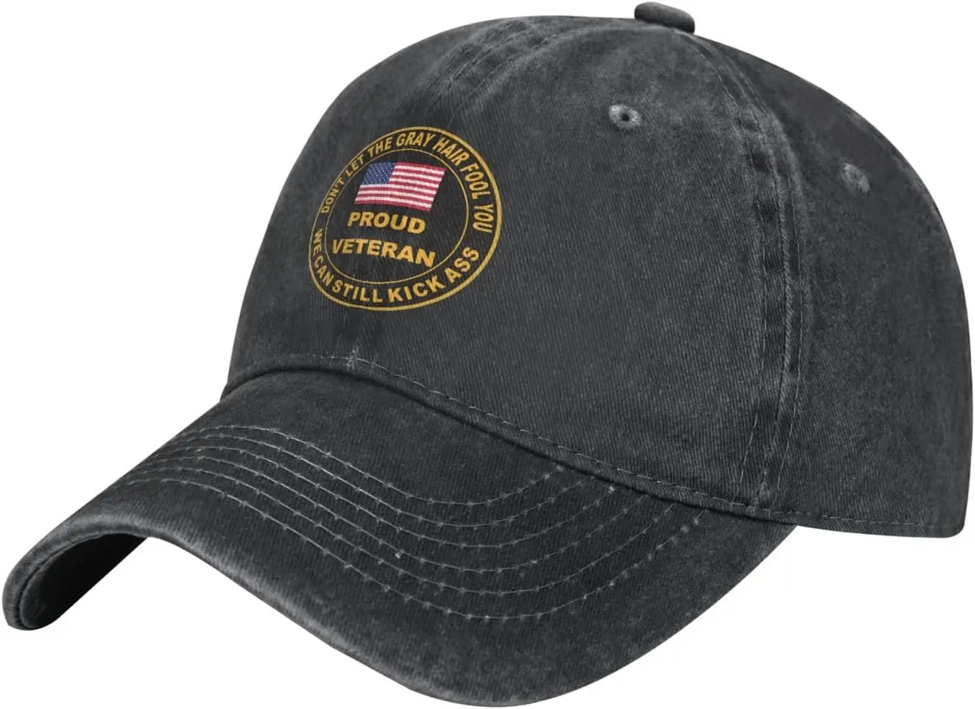 

Proud Veteran Gray Hair Trucker Hat-Baseball Cap Washed Cotton Dad Hats Navy Military Caps