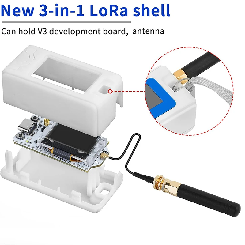 헬텍 ESP32 LoRa V3 키트 (케이스 포함) 모듈 보드 SX1262 CP2102 Meshtastic LoRaWAN IoT 노드 433-915 MHz 안테나 보호 케이스