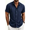 119156-e05d1c.jpg Men's Cotton Linen Shirts Essential Comfortable Casual Lightweight Short Sleeve