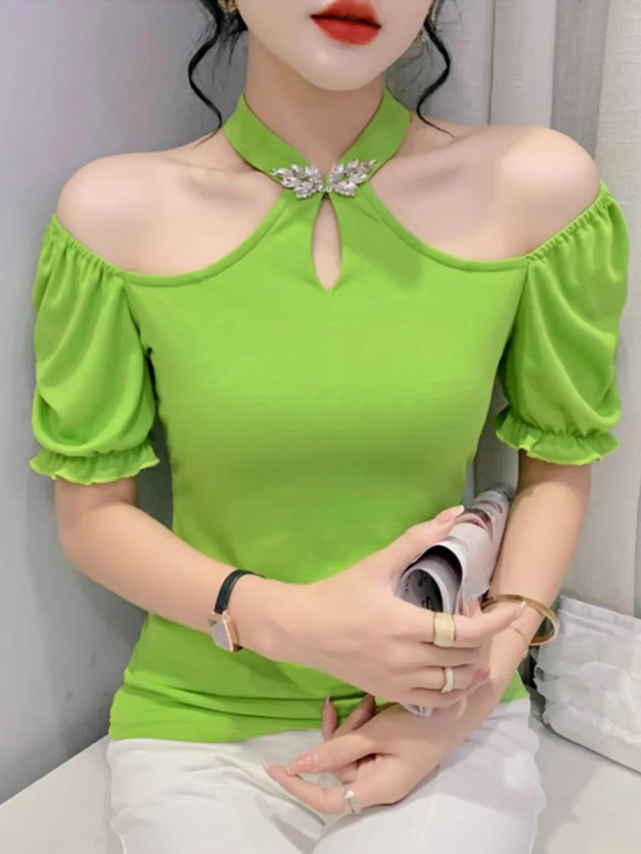 Top Donna Con Spalle Scoperte A Maniche Corte - Maglia Estiva In Tessuto Leggero, Casual, Per Uscite E Vacanze - 3