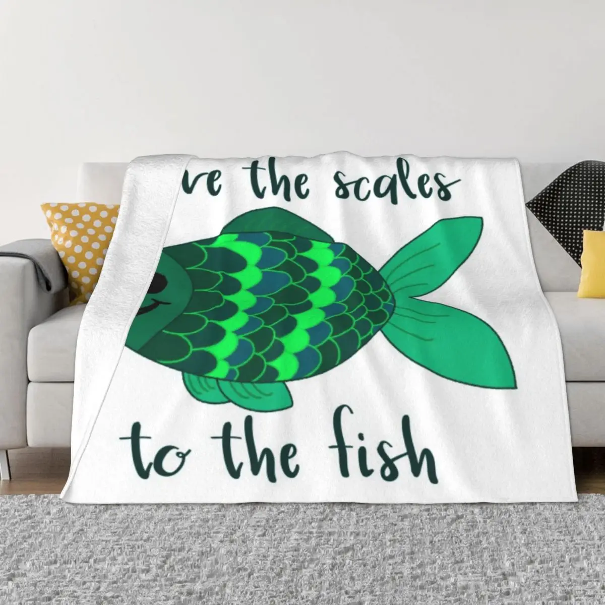 

Leave The Scales To The Fish In Green Soft Micro Fleece Blanket Fashionable Comfortable Festival Gift AntiPilling