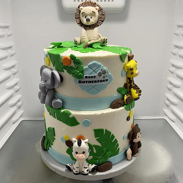 Dzsungel Téma Állati Fondant Szilikon Penész Elefánt Cukrász Születésnapi Torta Dekorációs Eszközök Zsiráf Majom Zebra Cupcake Topper - Image 6