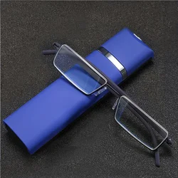 Universal TR90 Half Frame Anti - Blue Light Reading Glasses with Case - +400 (Blue With Box)