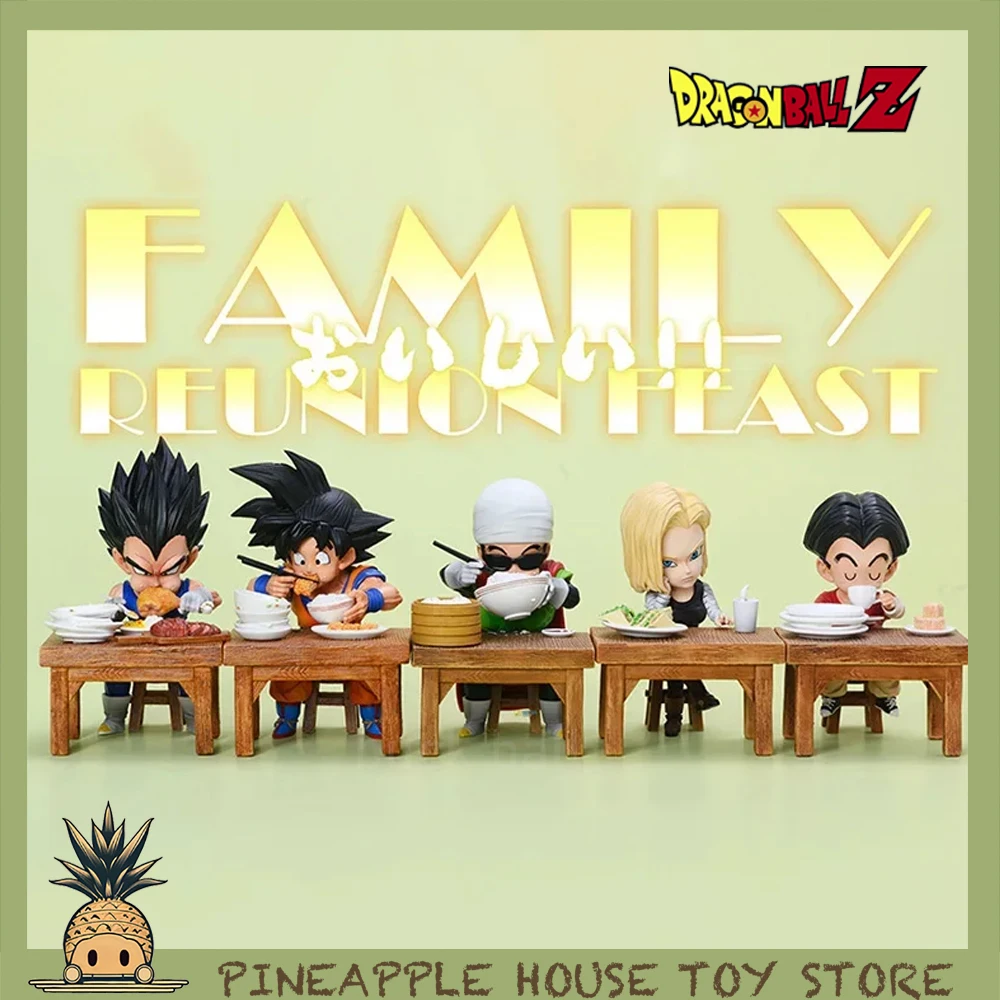 8Cm Dragon Ball Z Action Figure Vegeta Goku Son Gohan Android 18 Kuririn Eat Rice Food Figure Anime Collezione Pvc Modello Regali