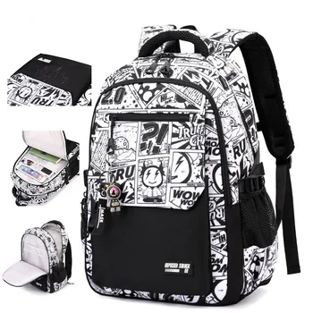 2025 Nuovo zaino da uomo impermeabile adatto per laptop da 15,6 pollici Stampa graffiti Zaino da donna Oxford Borsa da viaggio maschile Borsa da scuola vintage 1