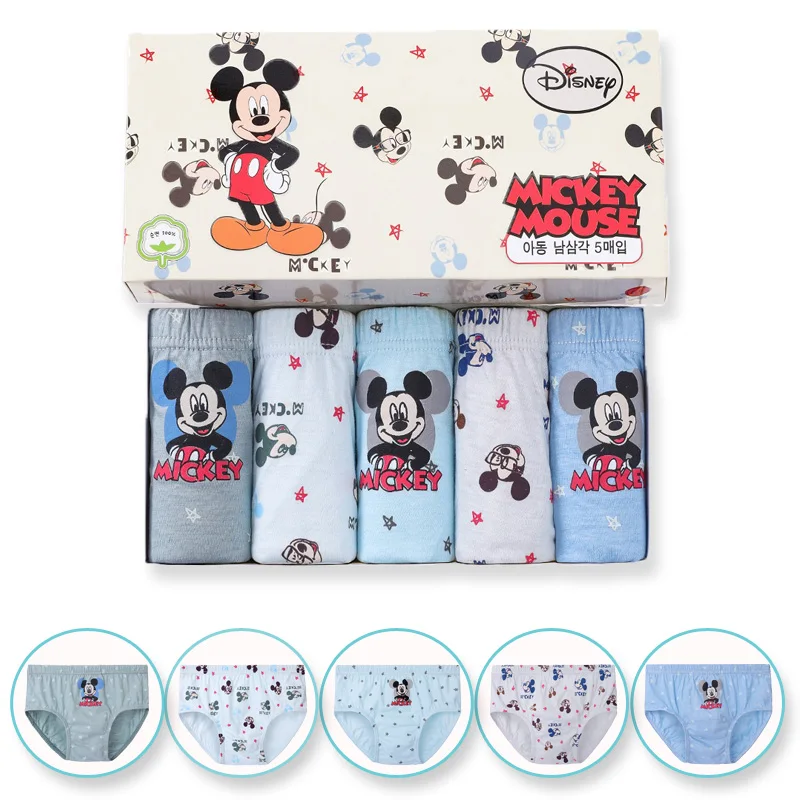 Children Underwear 5 Packs/Box Mickey Cartoon Boys Soft Cotton Triangle Breathable Briefs