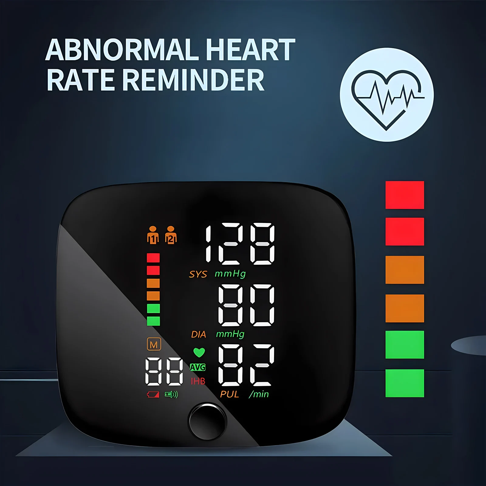 Blood Pressure Monitor Meter Rechargeable Voice Electronic Automatic Digital Heart Rate Wrist with Smart Touch LCD Screen