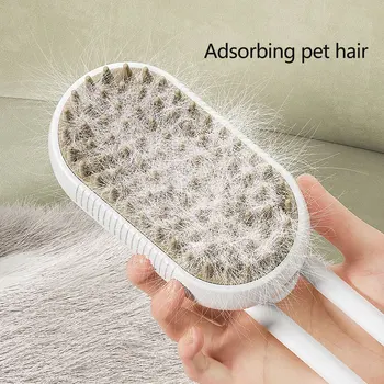 Rechargeable Steam Cat Grooming Brush Steamy To Remove Loose Hair 3 In1 Electric Self Cleaning Spray Dog Brush Massage Pet Combs 5