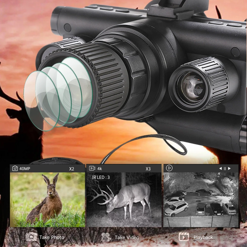 New 4K Infrared Digital Helmet Night Vision Binocular for Darkness Hunting Observe HD Video Camera Tacticle Night Vision Goggles 4