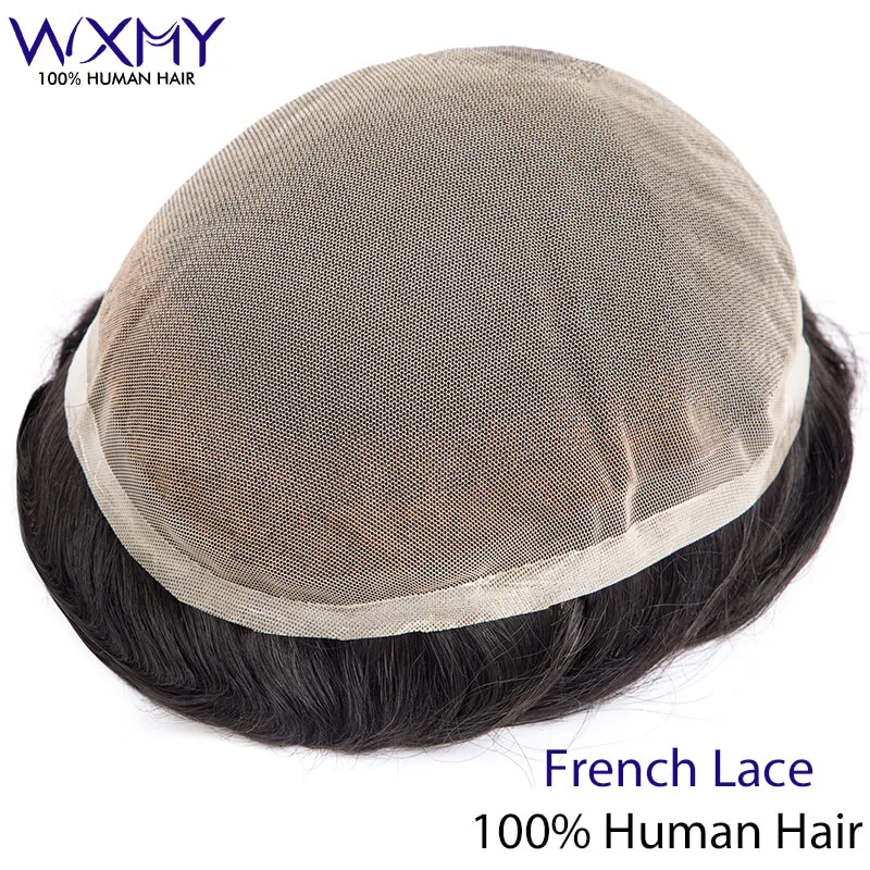 フレンチ-男性用の人間の髪の毛のかつら男性用のトーピーヘアエクステンション100-天然の人間の髪の毛