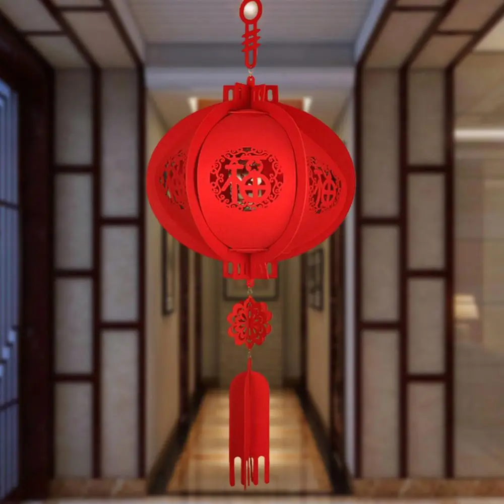 

Traditional Chinese Red Lantern For 2023 Chinese New Year Rabbit Year Fu Letter Cloth Lantern Spring Festival Lantern Home Decor