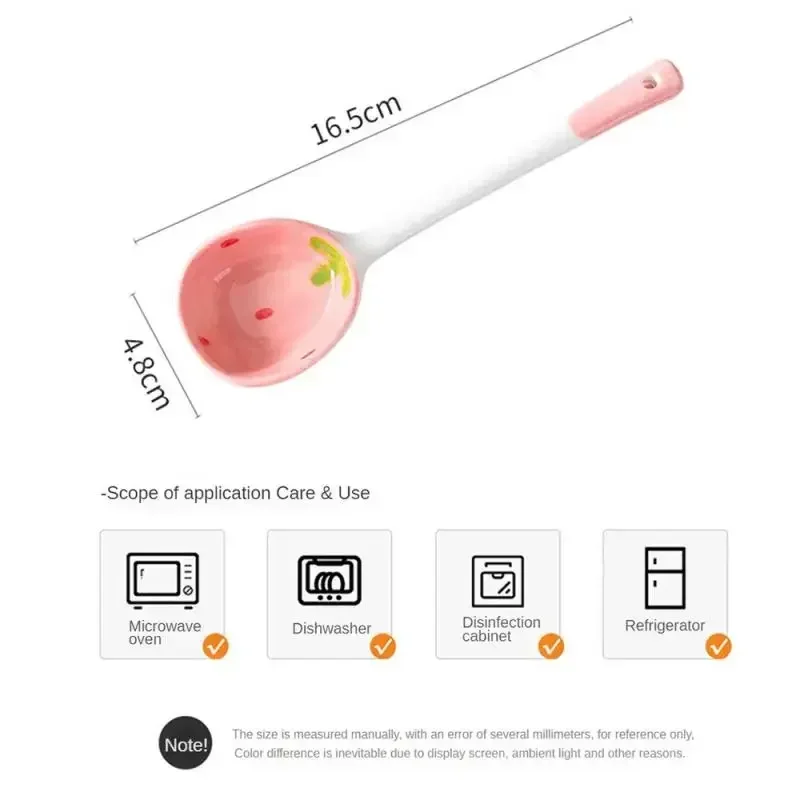 Strawberry Long Handled Ceramic Spoon Cute Household Stirring Spoon High Appearance Children's Soup soup spoon porcelain spoon