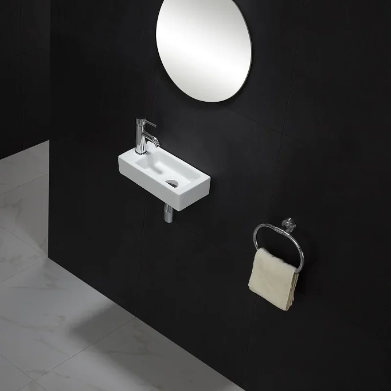 Bathroom Sink Family Bedroom Balcony Ultra-narrow Ceramic Bathroom Sink Mini Square Wall-mounted Wash Basin