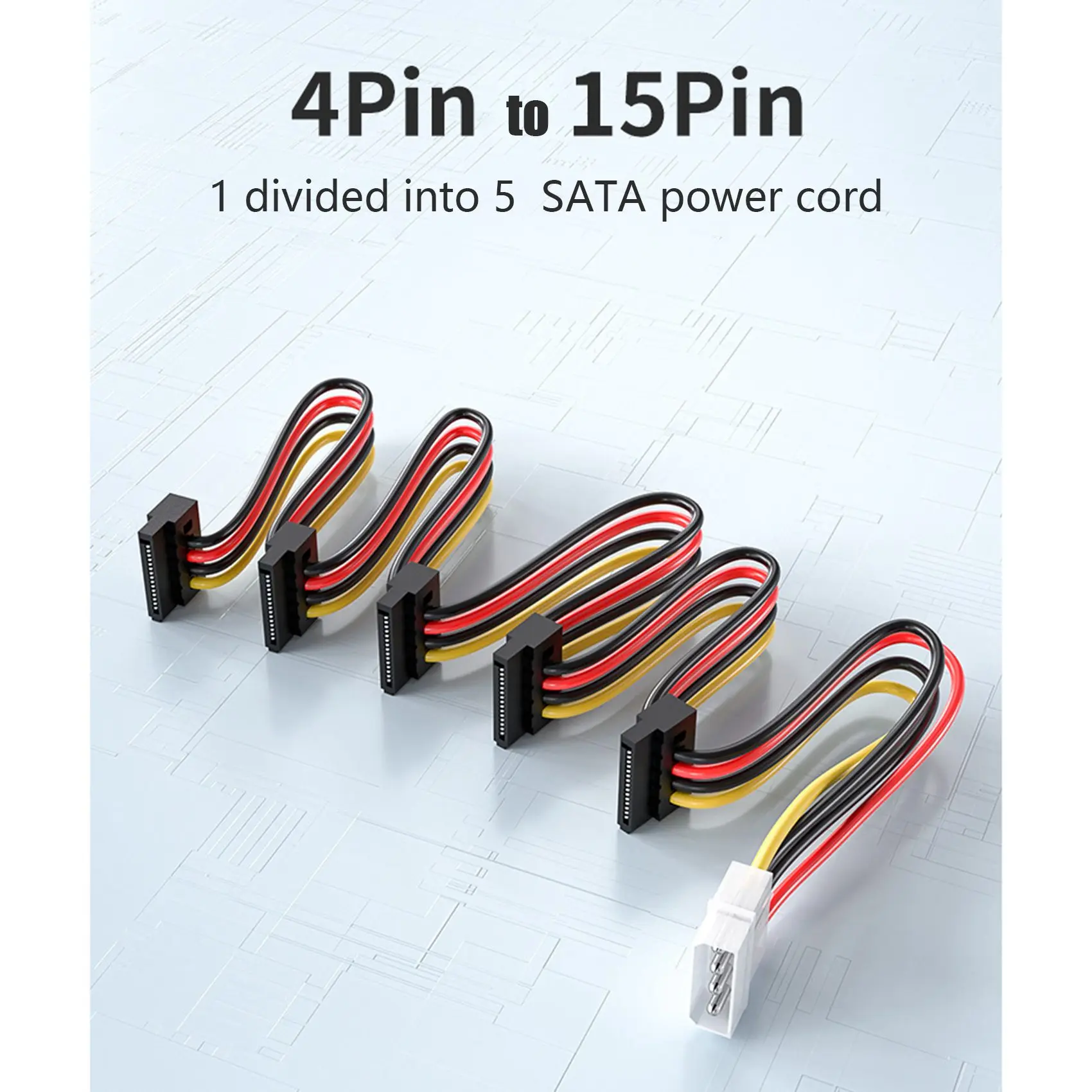 SATA 전원 케이블 분배기 케이블, 1-5 하드 드라이브 디스크 케이블, 4 핀-15 핀 전원 공급 장치 분배기 케이블 코드