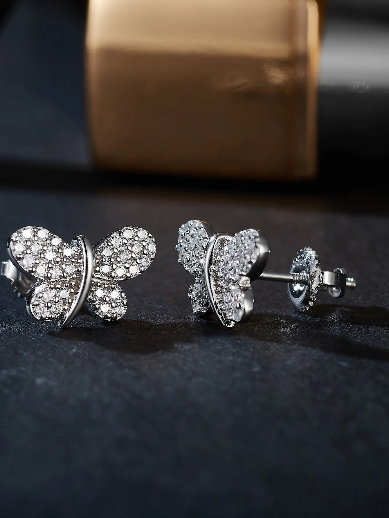 925 Sterling Silver Stud Earrings Butterfly Earrings Moissanite Earring with Gra Certificate silver earrings,silver stud earrings,womens earrings