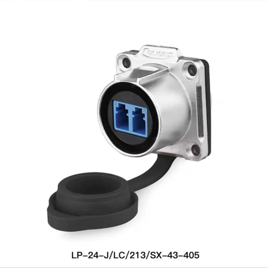LP24 Waterproof Fiber Optic Aviation Plug LC Single mode Dual core Outdoor Sunscreen optical Cable Plug Industrial Connector