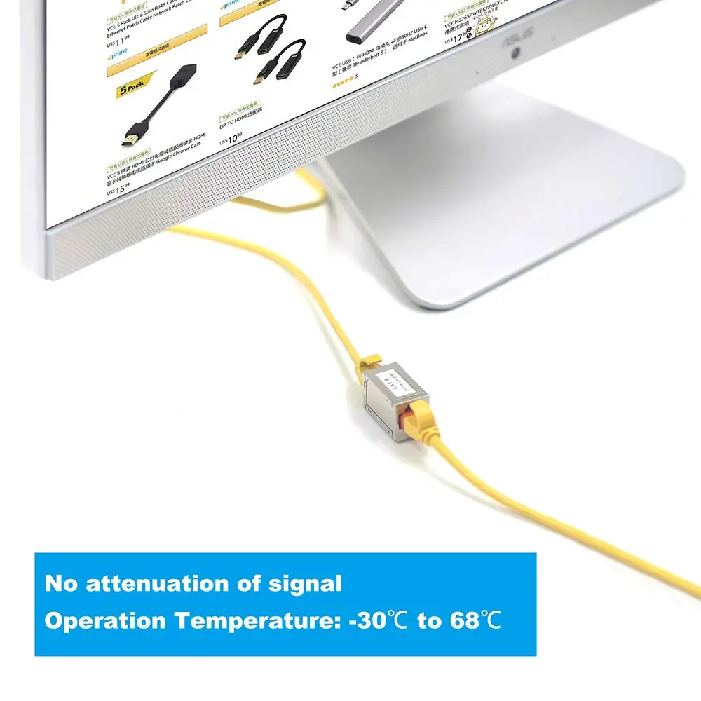 RJ45 Cat6 커플러 실드형 10팩, 이더넷 케이블 연장기 CAT6/CAT5E/CAT5 인라인 커플러 PoE 암-암 커넥터 실리콘 재질