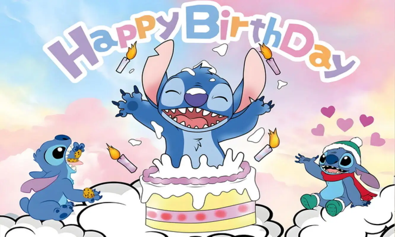 thumbnail image 1 of 1 juego de fondos para fiesta con temática de dibujos animados de Lilo y Stitch, decoración para fotos de fiestas de cumpleaños de niños, fondo de fotografía con flores del océano, 1 of 5
