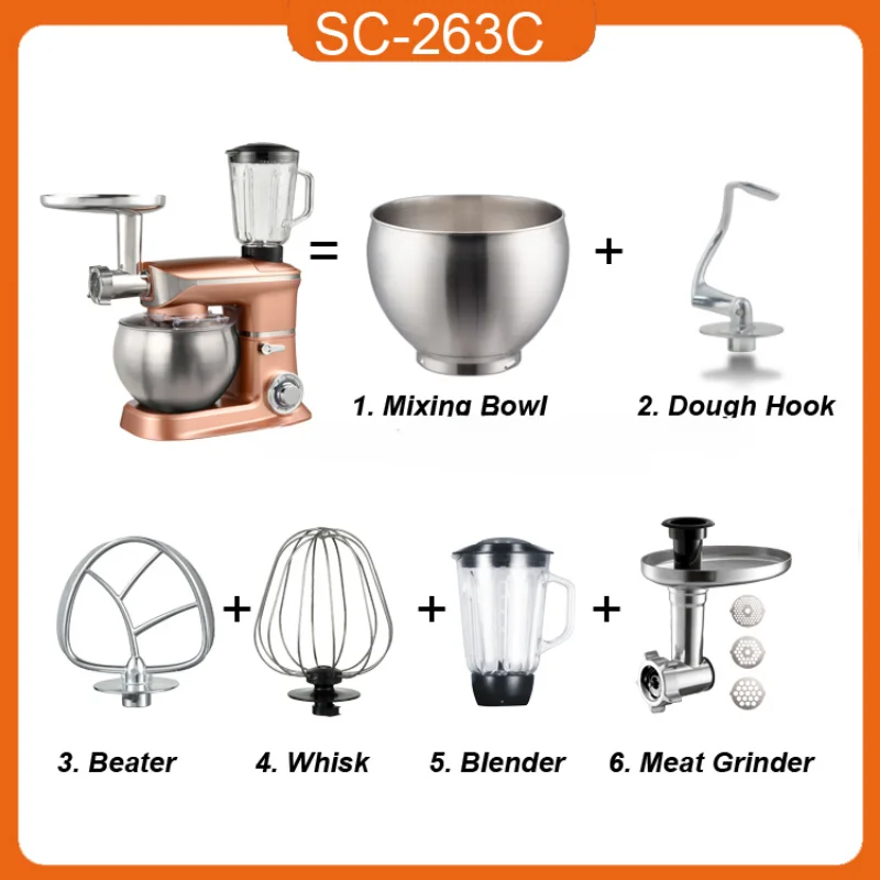 Kitchen In The Box SC-627 Blue Portable Multifunctional Stand Mixer For  Baking