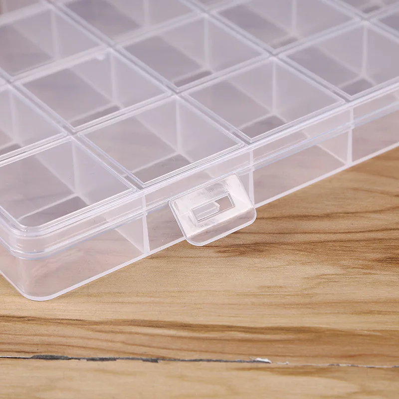 Plastic Jewelry Box 28 Grid Compartment Slot Organizer Storage Beads Container Jewelry Storage Box Rectangle Case Display