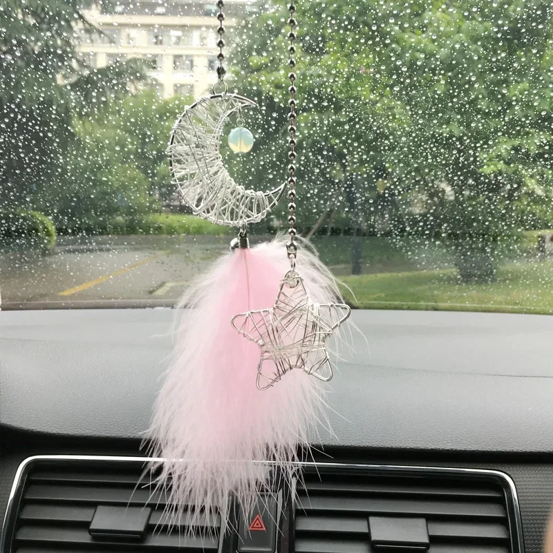 Colorful Mini Dream Catcher Rearview Mirror Charm with Double Wind Chimes - Car Interior Decor Pendant