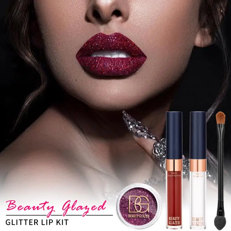 Glitter Lip Gloss Lipstick Shiny DIY Lip Gloss Diamond Waterproof Long  Lasting Lipgloss Kit With Lip Primer Lip Tint Lips Makeup - AliExpress