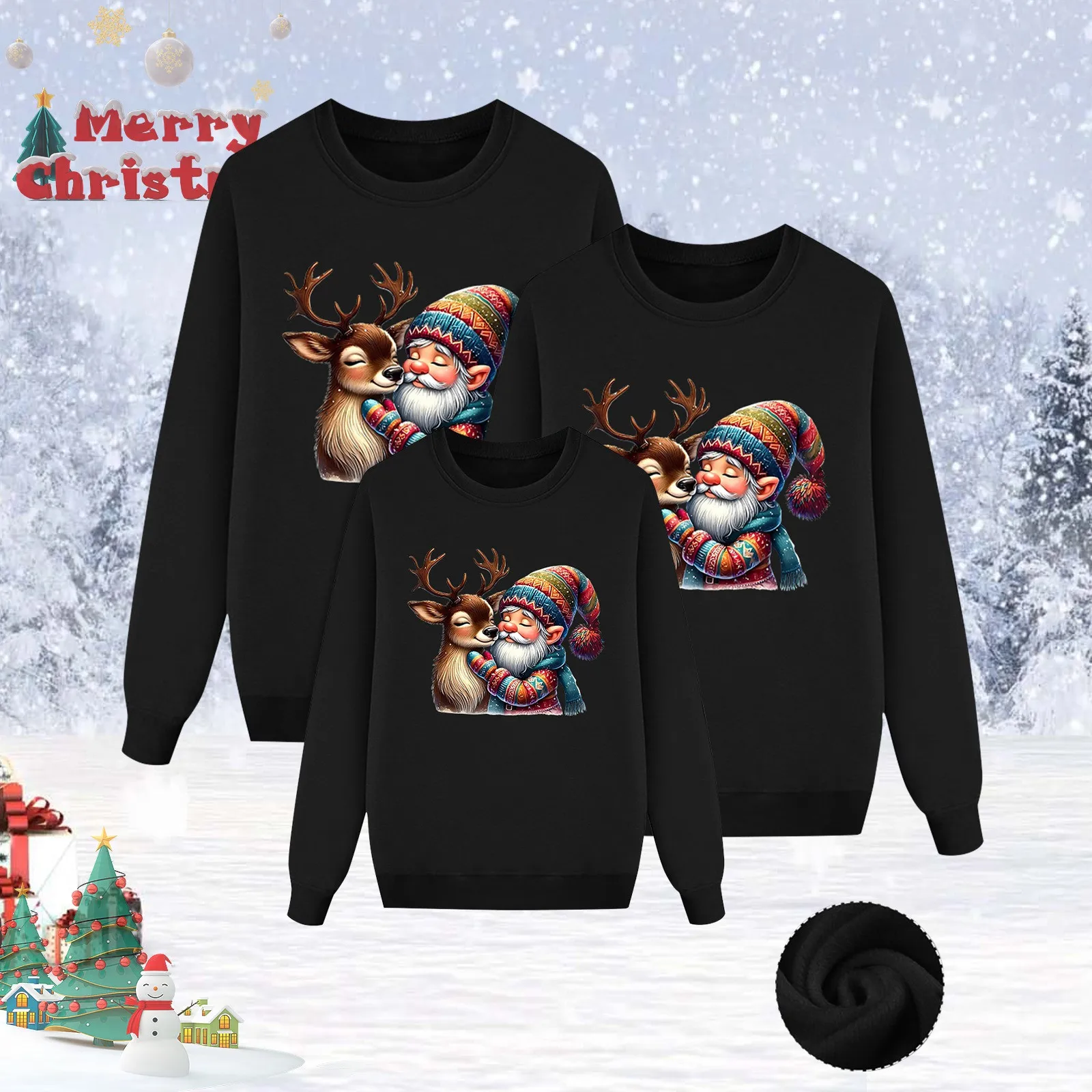 thumbnail image 1 of Camisetas de invierno para madre e hija, camisas con estampado de Papá Noel, conjuntos familiares a juego, sudaderas para padre e hijo, jerséis para pareja, ropa para niños, 1 of 5