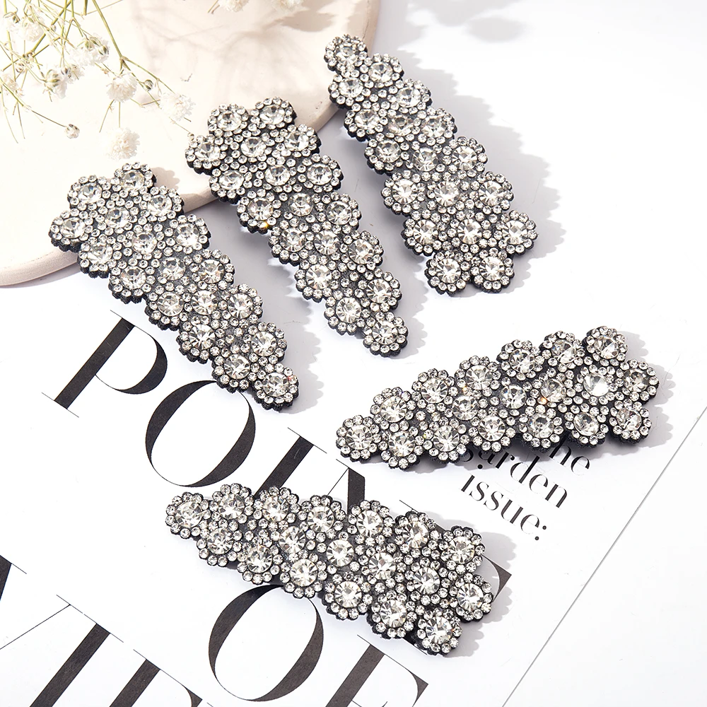 Glanz voller Strass Haarspange Haarspangen Entenschnabel Haarnadeln für Frauen Barock Kristall Haarschmuck Hochzeit Bankett Schmuck – Detail 1
